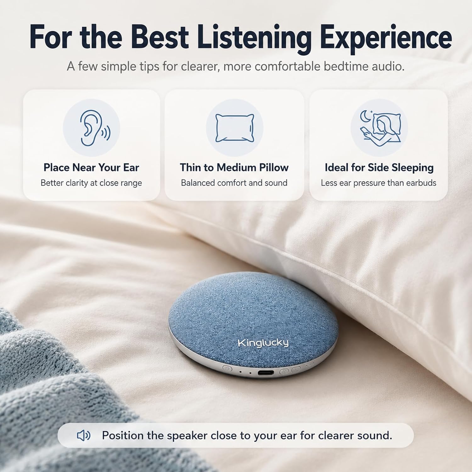 Bluetooth Pillow Speaker for Sleeping